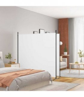 vidaXL 2-Panel Room Divider White 348x180 cm Fabric — Size: 348 x 180 cm