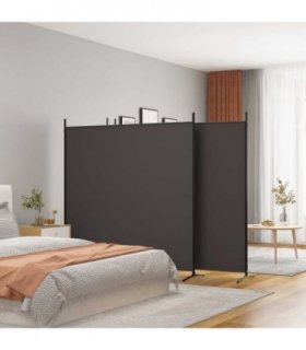 vidaXL 4-Panel Room Divider Brown 698x180 cm Fabric — Size: 698 x 180 cm