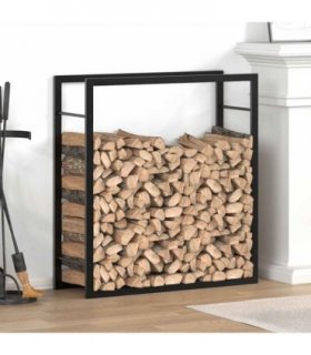 vidaXL Firewood Rack Matt Black 80x28x86 cm Steel — Size: 80 x 28 x 86 cm