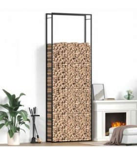 vidaXL Firewood Rack Matt Black 110x28x312 cm Steel — Size: 110 x 28 x 312 cm