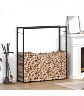 vidaXL Firewood Rack Matt Black 110x28x116 cm Steel — Size: 110 x 28 x 116 cm