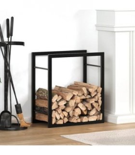 vidaXL Firewood Rack Matt Black 50x28x56 cm Steel — Size: 50 x 28 x 56 cm
