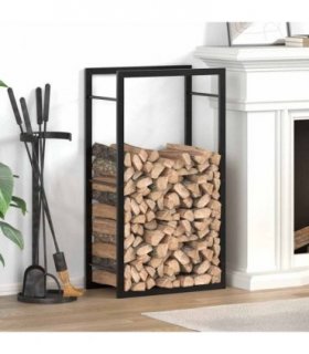 vidaXL Firewood Rack Matt Black 50x28x94 cm Steel — Size: 50 x 28 x 94 cm