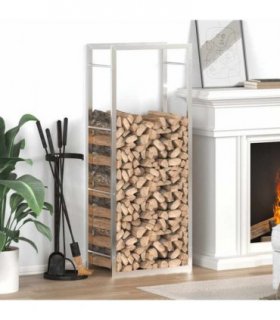vidaXL Firewood Rack 50x28x132 cm Stainless Steel — Colour: silver, Size: 50 x 28 x 132 cm