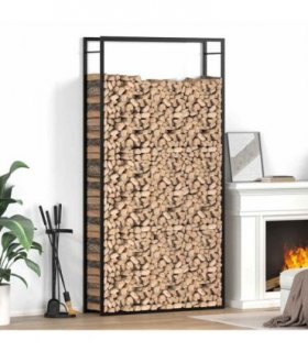 vidaXL Firewood Rack Matt Black 110x28x214 cm Steel — Size: 110 x 28 x 214 cm