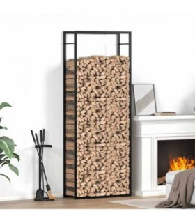 vidaXL Firewood Rack Matt Black 80x28x222 cm Steel — Size: 80 x 28 x 222 cm