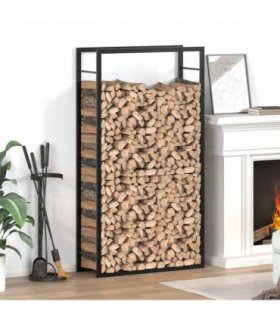 vidaXL Firewood Rack Matt Black 80x28x154 cm Steel — Size: 80 x 28 x 154 cm