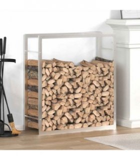 vidaXL Firewood Rack 80x28x86 cm Stainless Steel — Colour: silver, Size: 80 x 28 x 86 cm