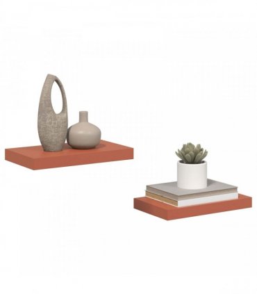 vidaXL Wall Shelf 2 pcs Red 40 x 23.5 x 4 cm Engineered Wood — Size: 40 x 23.5 x 3.8 cm