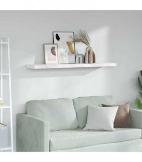 vidaXL Wall Shelf White Marble 120 x 23.5 x 4 cm Engineered Wood — Size: 120 x 23.5 x 3.8 cm