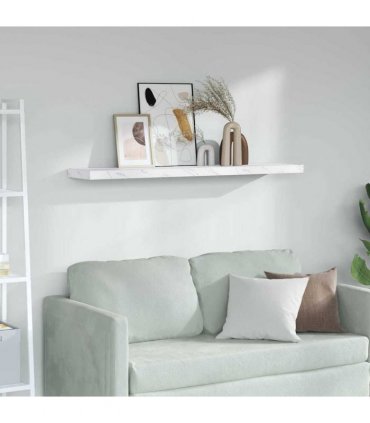 vidaXL Wall Shelf White Marble 120 x 23.5 x 4 cm Engineered Wood — Size: 120 x 23.5 x 3.8 cm
