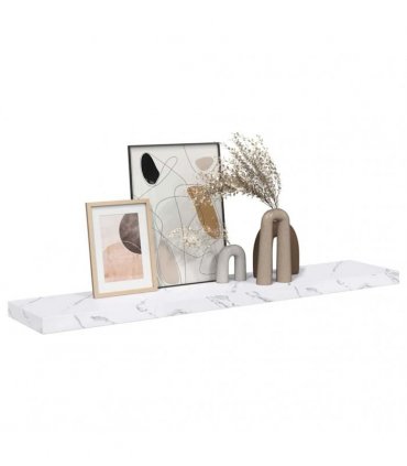 vidaXL Wall Shelf White Marble 120 x 23.5 x 4 cm Engineered Wood — Size: 120 x 23.5 x 3.8 cm
