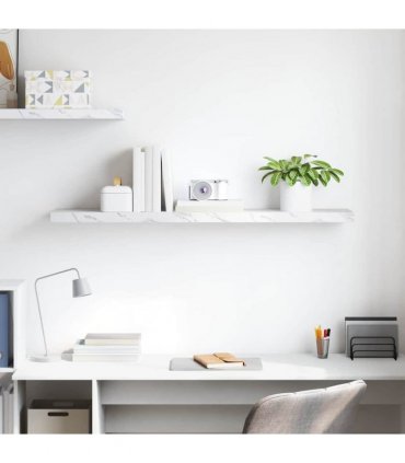 vidaXL Wall Shelf White Marble 120 x 23.5 x 4 cm Engineered Wood — Size: 120 x 23.5 x 3.8 cm