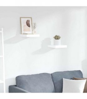 vidaXL Floating Wall Shelves 2 pcs High Gloss White 23x23.5x3.8 cm MDF — Size: 23 x 23.5 x 3.8 cm