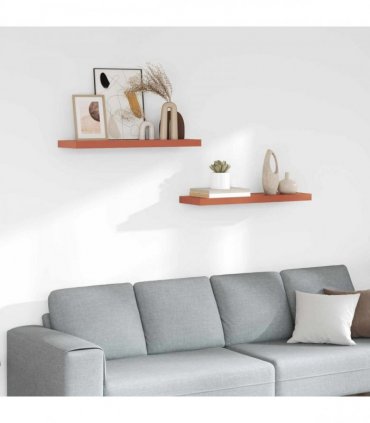 vidaXL Wall Shelf 2 pcs Red 80 x 23.5 x 4 cm Engineered Wood — Size: 80 x 23.5 x 3.8 cm