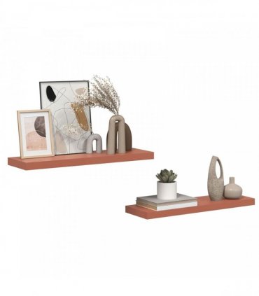 vidaXL Wall Shelf 2 pcs Red 80 x 23.5 x 4 cm Engineered Wood — Size: 80 x 23.5 x 3.8 cm