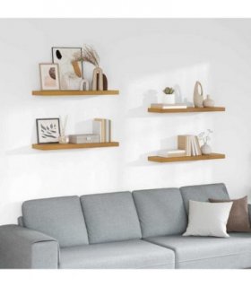 vidaXL Wall Shelf 4 pcs Beige 80 x 23.5 x 4 cm Engineered Wood — Size: 80 x 23.5 x 3.8 cm