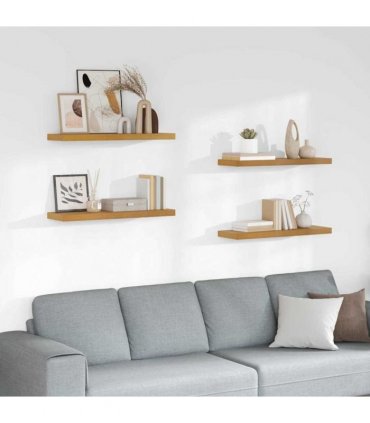 vidaXL Wall Shelf 4 pcs Beige 80 x 23.5 x 4 cm Engineered Wood — Size: 80 x 23.5 x 3.8 cm