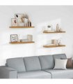 vidaXL Wall Shelf 4 pcs Beige 80 x 23.5 x 4 cm Engineered Wood — Size: 80 x 23.5 x 3.8 cm