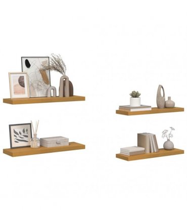 vidaXL Wall Shelf 4 pcs Beige 80 x 23.5 x 4 cm Engineered Wood — Size: 80 x 23.5 x 3.8 cm