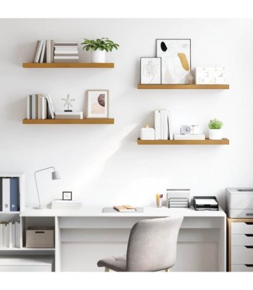 vidaXL Wall Shelf 4 pcs Beige 80 x 23.5 x 4 cm Engineered Wood — Size: 80 x 23.5 x 3.8 cm