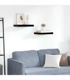vidaXL Floating Wall Shelves 2 pcs High Gloss Black 40x23x3.8 cm MDF — Size: 40 x 23 x 3.8 cm