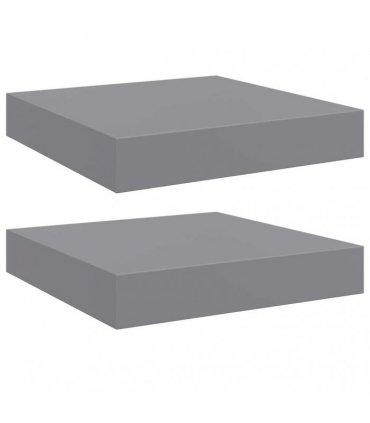 vidaXL Floating Wall Shelves 2 pcs Grey 23x23.5x3.8 cm MDF — Size: 23 x 23.5 x 3.8 cm