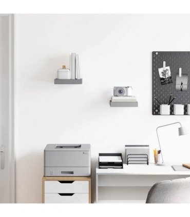 vidaXL Floating Wall Shelves 2 pcs Grey 23x23.5x3.8 cm MDF — Size: 23 x 23.5 x 3.8 cm