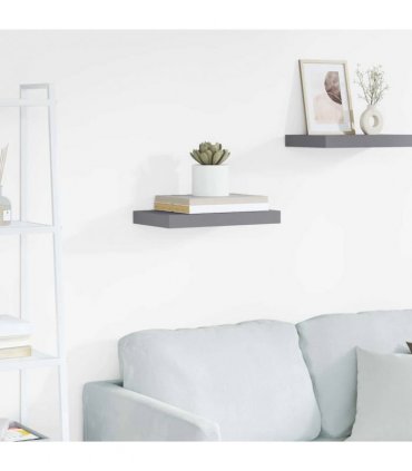 vidaXL Floating Wall Shelf Grey 40x23x3.8 cm MDF — Size: 40 x 23 x 3.8 cm