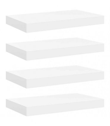 vidaXL Floating Wall Shelves 4 pcs White 40x23x3.8 cm MDF — Size: 40 x 23 x 3.8 cm