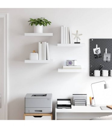 vidaXL Floating Wall Shelves 4 pcs White 40x23x3.8 cm MDF — Size: 40 x 23 x 3.8 cm