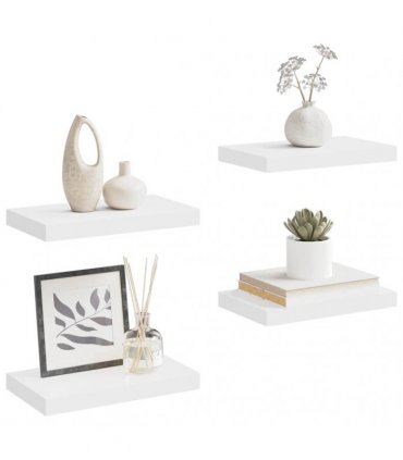 vidaXL Floating Wall Shelves 4 pcs White 40x23x3.8 cm MDF — Size: 40 x 23 x 3.8 cm