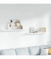 vidaXL Floating Wall Shelves 2 pcs High Gloss White 120x23.5x3.8 cm MDF — Size: 120 x 23.5 x 3.8 cm
