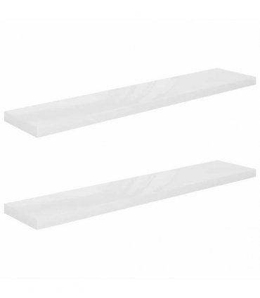 vidaXL Floating Wall Shelves 2 pcs High Gloss White 120x23.5x3.8 cm MDF — Size: 120 x 23.5 x 3.8 cm