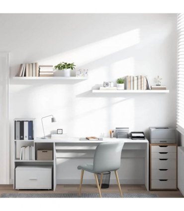 vidaXL Floating Wall Shelves 2 pcs High Gloss White 120x23.5x3.8 cm MDF — Size: 120 x 23.5 x 3.8 cm