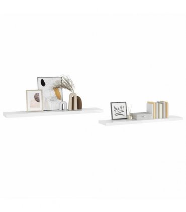 vidaXL Floating Wall Shelves 2 pcs High Gloss White 120x23.5x3.8 cm MDF — Size: 120 x 23.5 x 3.8 cm