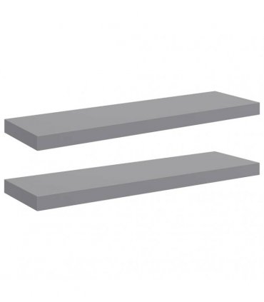 vidaXL Floating Wall Shelves 2 pcs Grey 80x23.5x3.8 cm MDF — Size: 80 x 23.5 x 3.8 cm