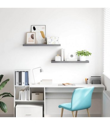 vidaXL Floating Wall Shelves 2 pcs Grey 80x23.5x3.8 cm MDF — Size: 80 x 23.5 x 3.8 cm