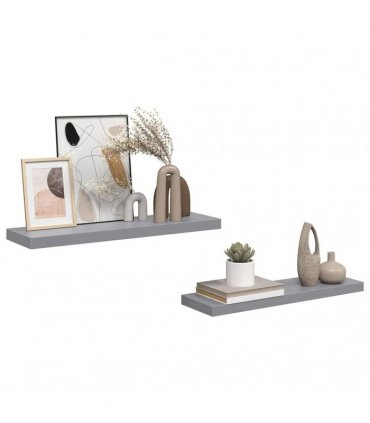 vidaXL Floating Wall Shelves 2 pcs Grey 80x23.5x3.8 cm MDF — Size: 80 x 23.5 x 3.8 cm