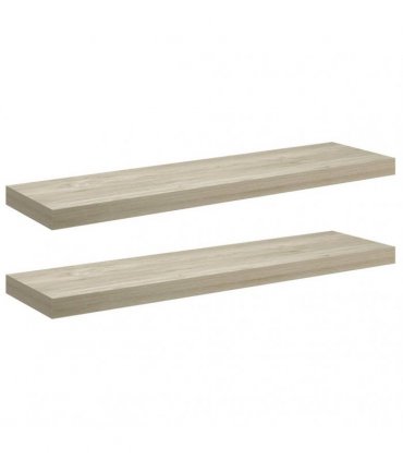 vidaXL Floating Wall Shelves 2 pcs Oak 90x23.5x3.8 cm MDF — Size: 90 x 23.5 x 3.8 cm