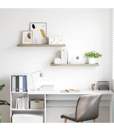 vidaXL Floating Wall Shelves 2 pcs Oak 90x23.5x3.8 cm MDF — Size: 90 x 23.5 x 3.8 cm