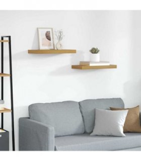 vidaXL Wall Shelf 2 pcs Beige 50 x 23 x 4 cm Engineered Wood — Size: 50 x 23.5 x 3.8 cm