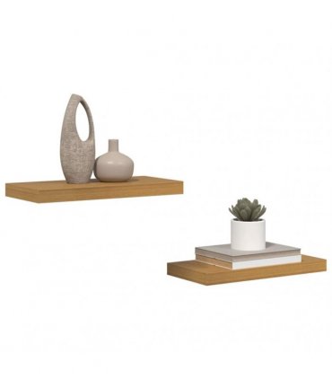 vidaXL Wall Shelf 2 pcs Beige 50 x 23 x 4 cm Engineered Wood — Size: 50 x 23.5 x 3.8 cm