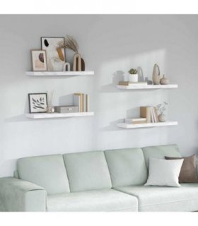 vidaXL Wall Shelf 4 pcs White Marble 80 x 23.5 x 4 cm Engineered Wood — Size: 80 x 23.5 x 3.8 cm