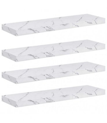 vidaXL Wall Shelf 4 pcs White Marble 80 x 23.5 x 4 cm Engineered Wood — Size: 80 x 23.5 x 3.8 cm