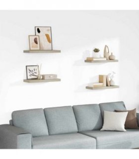 vidaXL Floating Wall Shelves 4 pcs Oak 60x23.5x3.8 cm MDF — Size: 60 x 23.5 x 3.8 cm