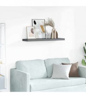 vidaXL Floating Wall Shelf High Gloss Grey 90x23.5x3.8 cm MDF — Size: 90 x 23.5 x 3.8 cm