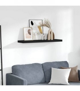 vidaXL Floating Wall Shelf Black 90x23.5x3.8 cm MDF — Size: 90 x 23.5 x 3.8 cm