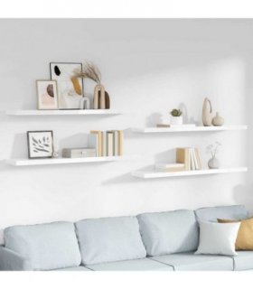 vidaXL Floating Wall Shelves 4 pcs High Gloss White 120x23.5x3.8 cm MDF — Size: 120 x 23.5 x 3.8 cm