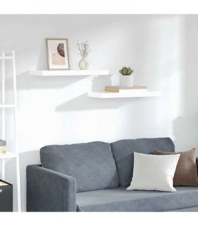 vidaXL Floating Wall Shelves 2 pcs High Gloss White 60x23.5x3.8 cm MDF — Size: 60 x 23.5 x 3.8 cm